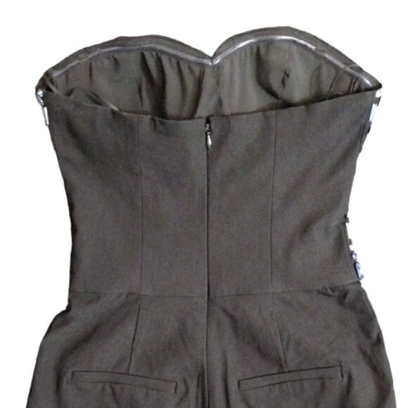 GUESS Black Jewel Embellished Strapless Festie Stretch Romper Shorts Size 2 - Picture 8 of 15